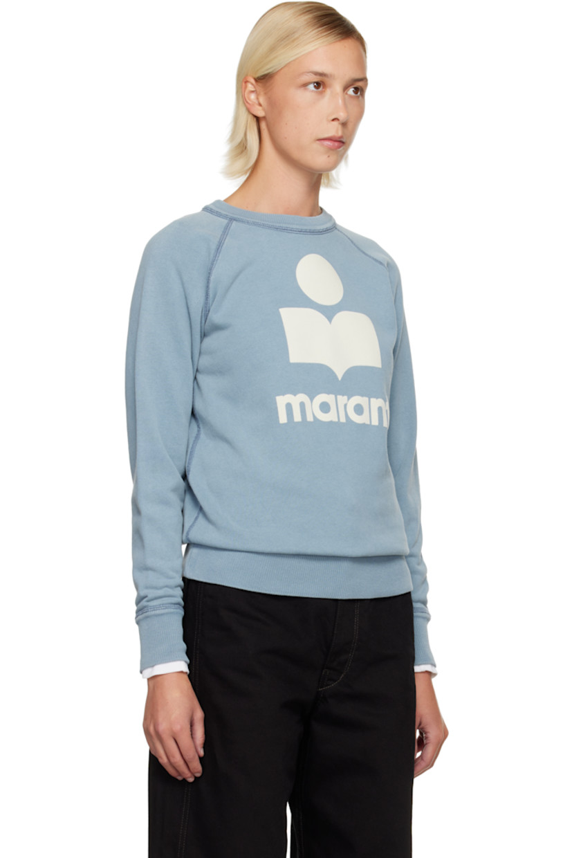 Organic cotton- and recycled polyester-blend French terry sweatshirt. 

· Rib-knit crewneck, hem, and cuffs
· Flocked logo at front 
· Raglan sleeves

Supplier color: Slate blue/Ecru