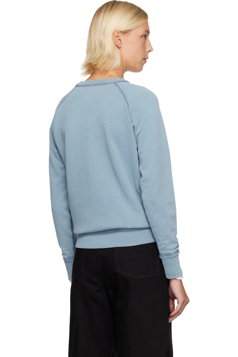 Organic cotton- and recycled polyester-blend French terry sweatshirt. 

· Rib-knit crewneck, hem, and cuffs
· Flocked logo at front 
· Raglan sleeves

Supplier color: Slate blue/Ecru