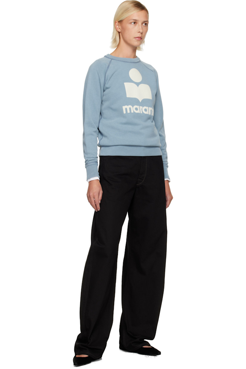 Organic cotton- and recycled polyester-blend French terry sweatshirt. 

· Rib-knit crewneck, hem, and cuffs
· Flocked logo at front 
· Raglan sleeves

Supplier color: Slate blue/Ecru
