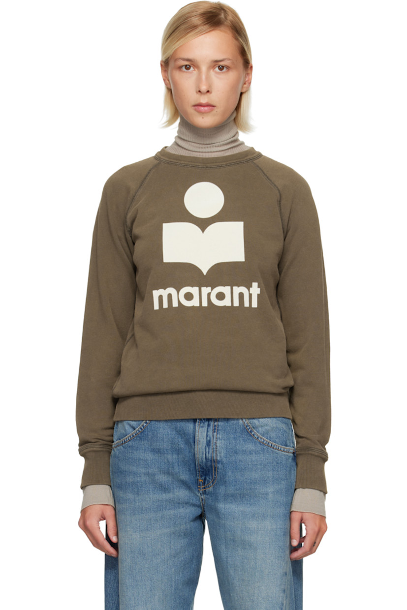 Organic cotton- and recycled polyester-blend French terry sweatshirt. 

· Rib-knit crewneck, hem, and cuffs
· Flocked logo at front 
· Raglan sleeves

Supplier color: Dark bronze/Ecru
