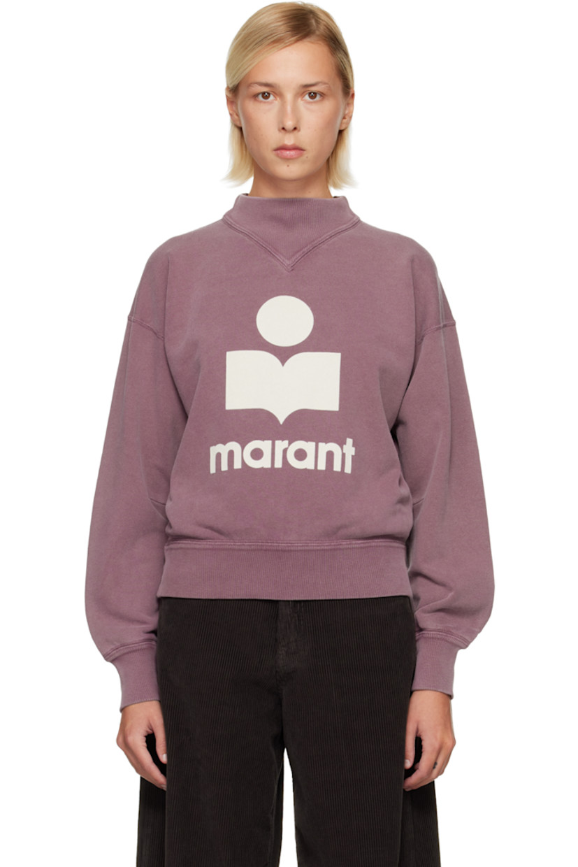 Organic cotton- and recycled polyester-blend French terry sweatshirt. 

· Rib-knit funnel neck, hem, and cuffs
· Flocked logo at front 
· Dropped shoulders

Supplier color: Raspberry/Ecru