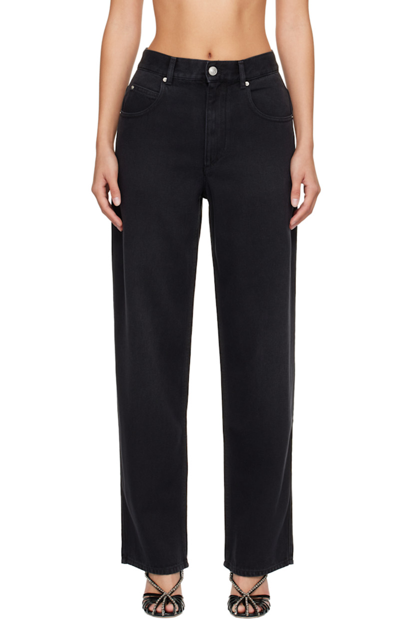 Non-stretch lyocell- and cotton-blend denim jeans.

· Fading throughout
· Loose-fit
· Mid-rise
· Belt loops
· Five-pocket styling
· Zip fly
· Logo patch at back waistband

Supplier color: Faded black