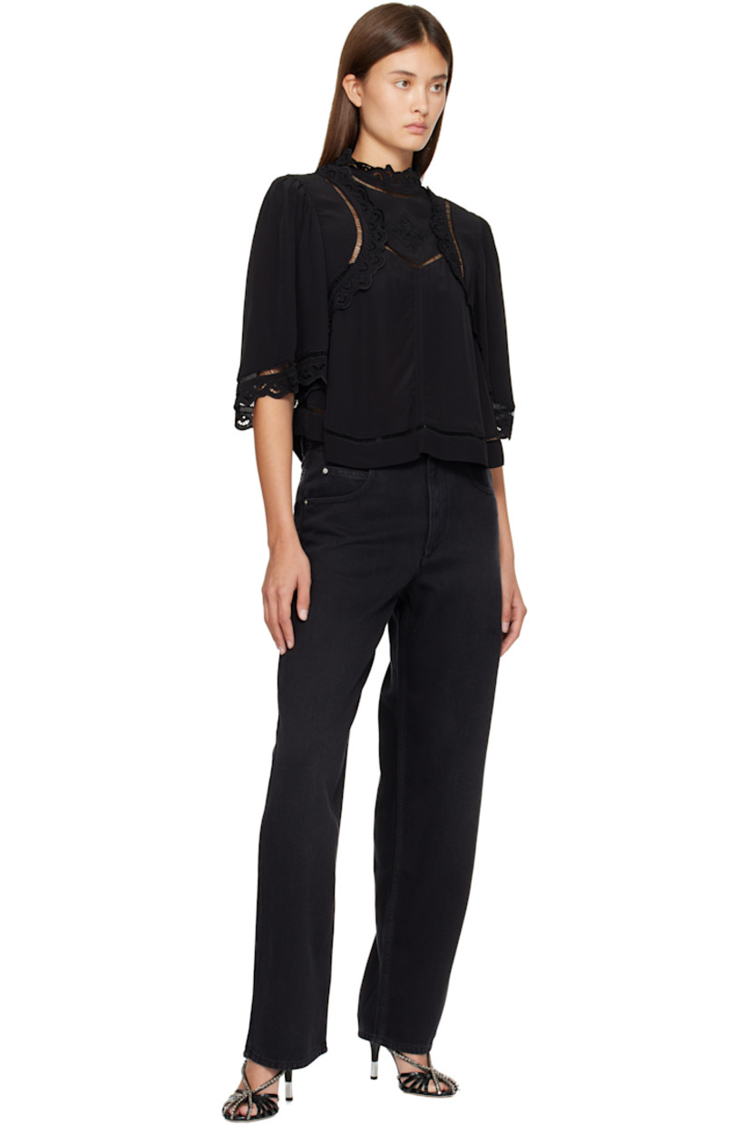 Non-stretch lyocell- and cotton-blend denim jeans.

· Fading throughout
· Loose-fit
· Mid-rise
· Belt loops
· Five-pocket styling
· Zip fly
· Logo patch at back waistband

Supplier color: Faded black