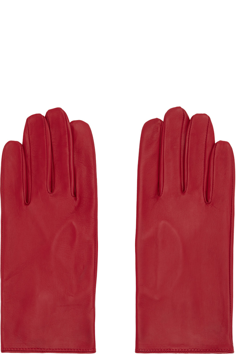 Pair of grained lambskin gloves.

· Press-stud fastening at cuffs
· Logo-engraved silver-tone hardware

Supplier color: Red
