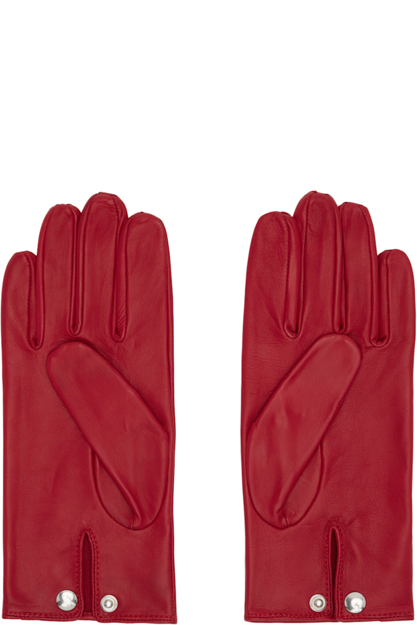 Pair of grained lambskin gloves.

· Press-stud fastening at cuffs
· Logo-engraved silver-tone hardware

Supplier color: Red