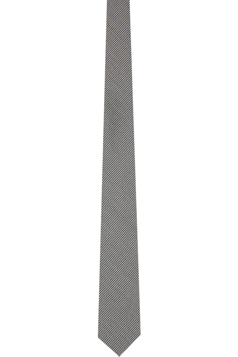 Stretch virgin wool-blend tweed tie.

· Houndstooth pattern throughout
· Keeper loop at back face
· W3"

Supplier color: Houndstooth