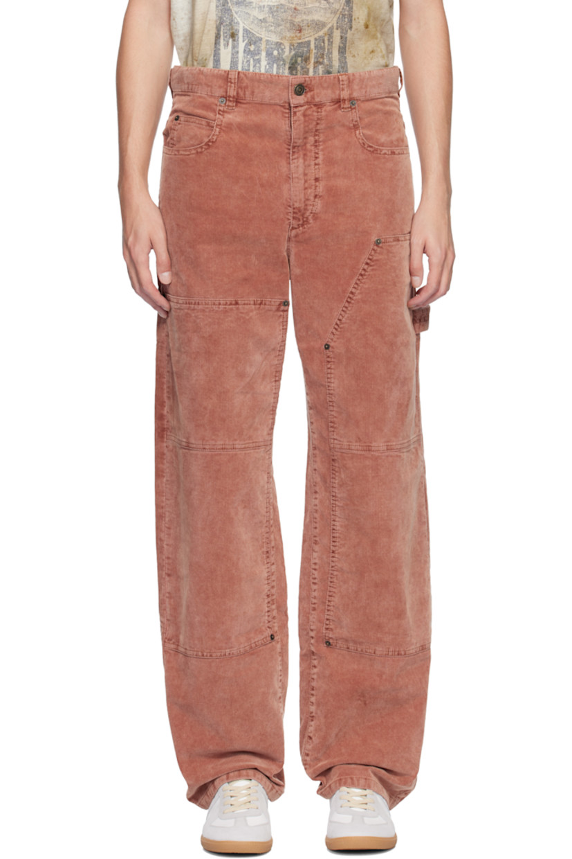 Cotton corduroy trousers.

· Wide-leg
· Mid-rise
· Belt loops
· Five-pocket styling
· Reinforced panel and rivets at legs
· Hammer loop at outseam
· Logo patch at back waistband

Supplier color: Orange