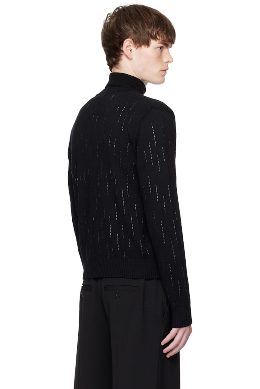 Knit virgin wool cardigan.

· Crystal appliqués throughout
· Rib-knit crewneck, hem, and cuffs
· Button closure

Supplier color: Black Crystal