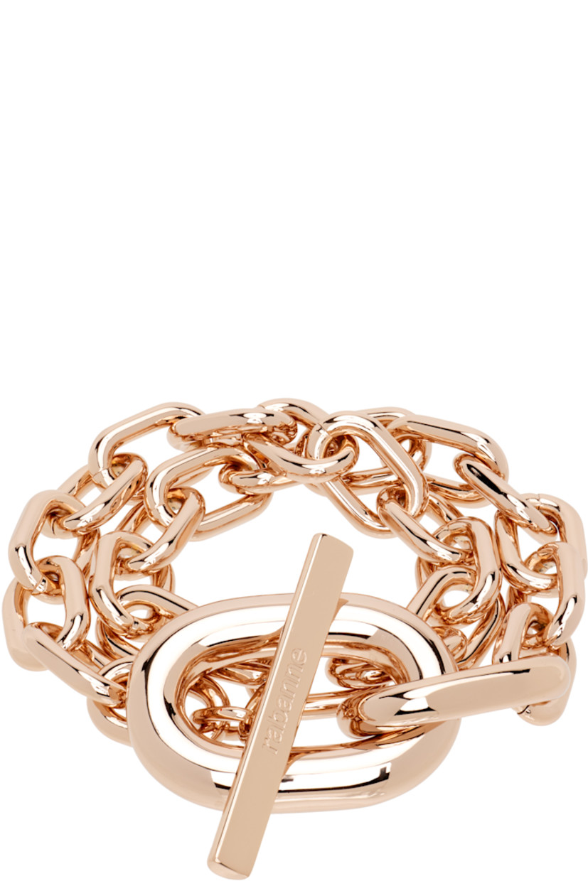 Wraparound cable chain bracelet in rose-gold tone.

· Logo-engraved toggle fastening
· L17"

Supplier color: Pink gold