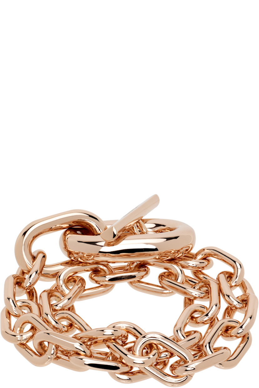 Wraparound cable chain bracelet in rose-gold tone.

· Logo-engraved toggle fastening
· L17"

Supplier color: Pink gold
