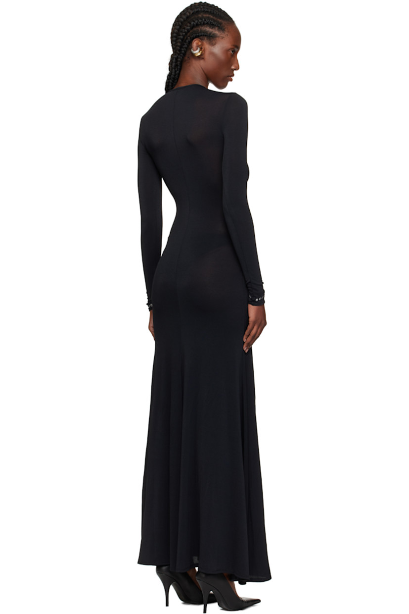 Stretch viscose-blend jersey maxi dress.

· Crewneck
· Cutouts and graphic charms at chest 
· Eyelets at chest and cuffs

Supplier color: Black