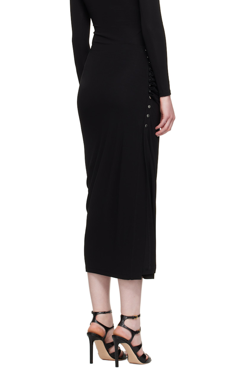 Stretch viscose jersey midi skirt.

· Elasticized waistband
· Gathering and press-stud closure at side seam

Supplier color: Black