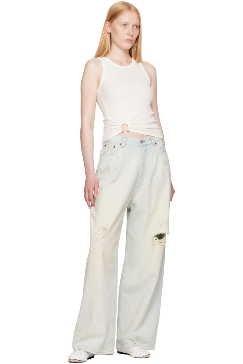 Stretch cotton ribbed jersey tank top.

· Scoop neck
· Gathering and covered hardware at hem

Supplier color: White