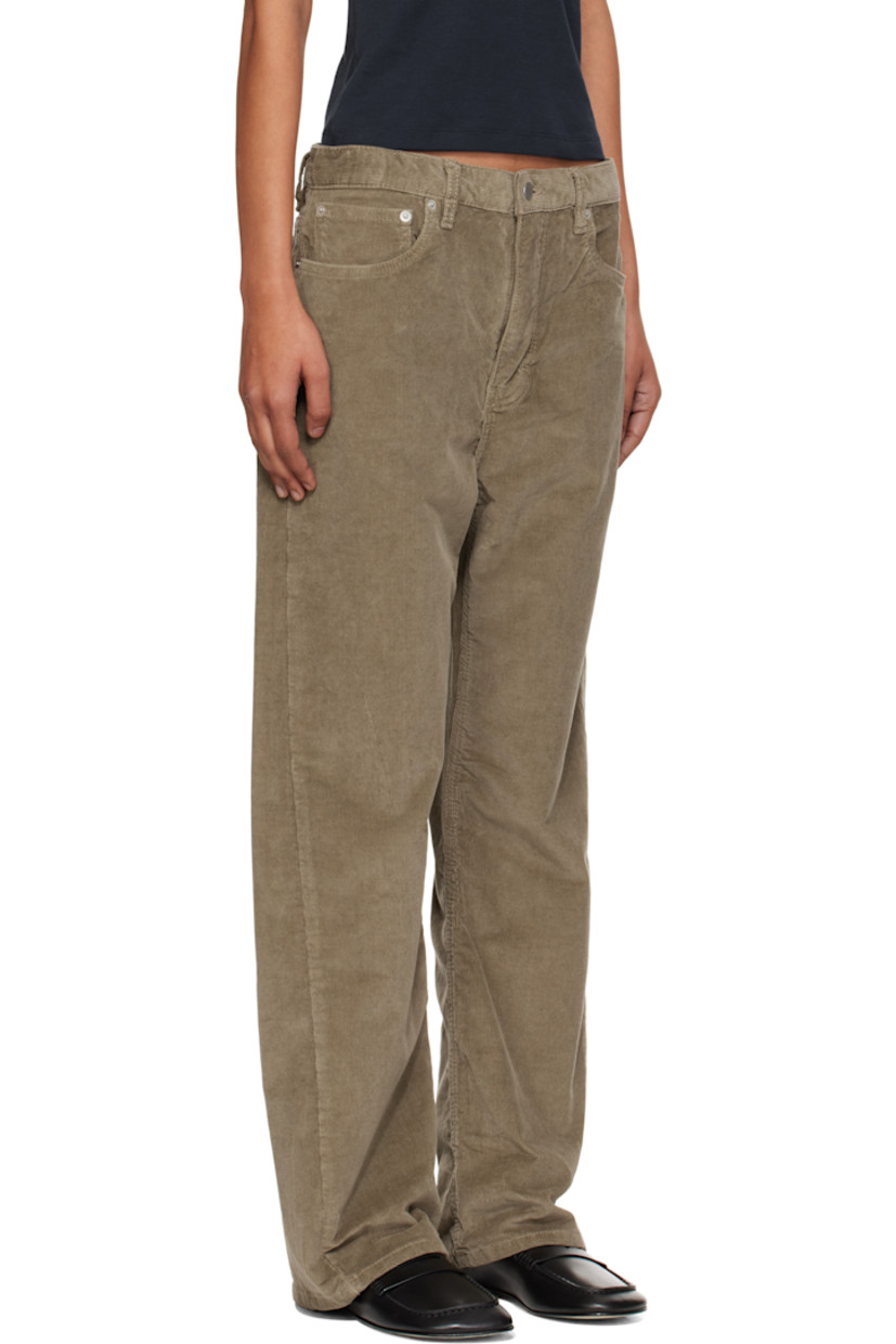 Stretch cotton corduroy jeans. 

· Wide-leg 
· Belt loops
· Five-pocket styling
· Zip fly 
· Offset outseams
· Leather logo patch at back waistband

Supplier color: Lichen
