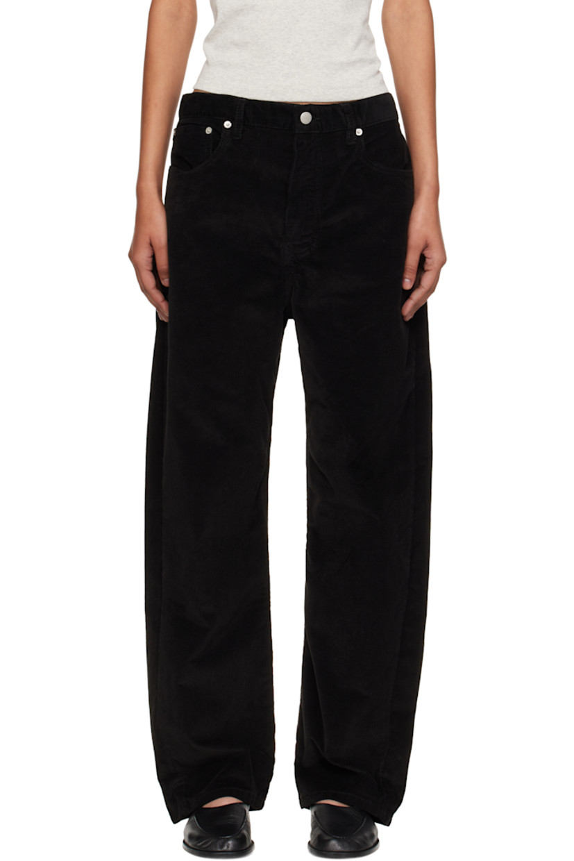 Stretch cotton corduroy jeans. 

· Wide-leg 
· Belt loops
· Five-pocket styling
· Zip fly 
· Offset outseams
· Leather logo patch at back waistband

Supplier color: Black