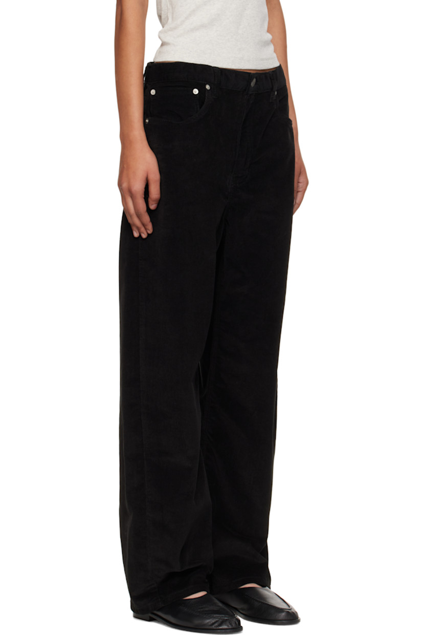 Stretch cotton corduroy jeans. 

· Wide-leg 
· Belt loops
· Five-pocket styling
· Zip fly 
· Offset outseams
· Leather logo patch at back waistband

Supplier color: Black