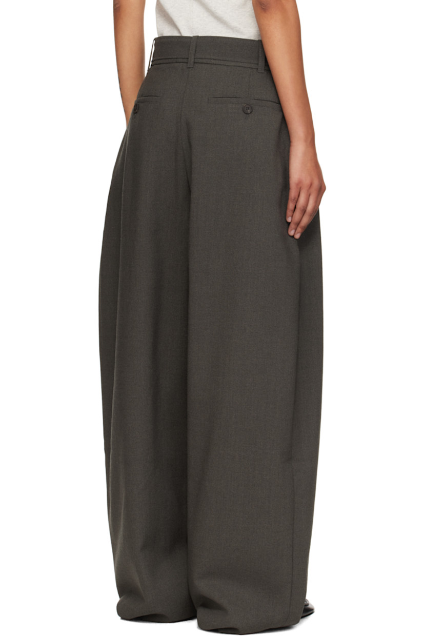 Wool-blend grain de poudre trousers.

· Belt loops
· Detachable cinch belt 
· Four-pocket styling
· Zip fly 

Supplier color: Kelp