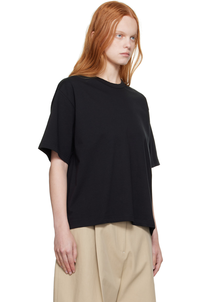 Cotton jersey T-shirt.

· Rib-knit crewneck
· Dropped shoulders
· Logo printed at back collar

Supplier color: Black