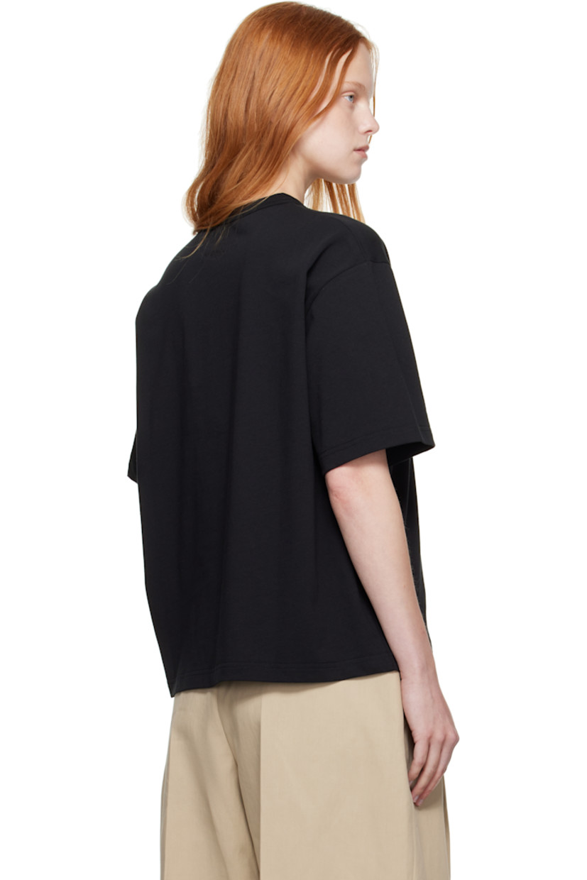 Cotton jersey T-shirt.

· Rib-knit crewneck
· Dropped shoulders
· Logo printed at back collar

Supplier color: Black