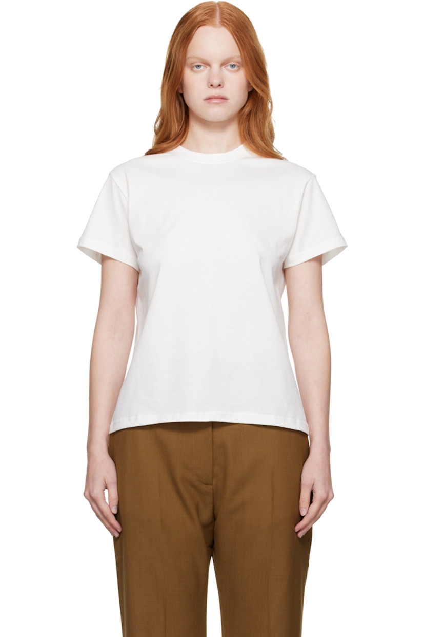 Cotton jersey T-shirt.

· Rib-knit crewneck
· Logo printed at back collar

Supplier color: Off white