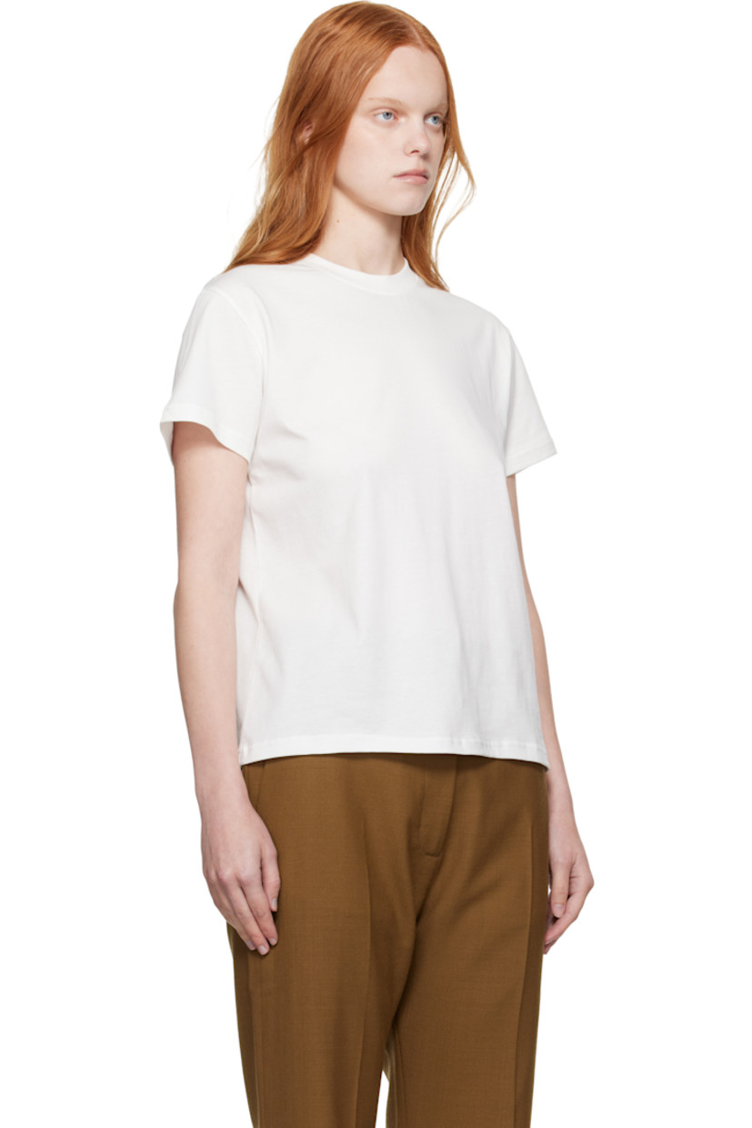 Cotton jersey T-shirt.

· Rib-knit crewneck
· Logo printed at back collar

Supplier color: Off white