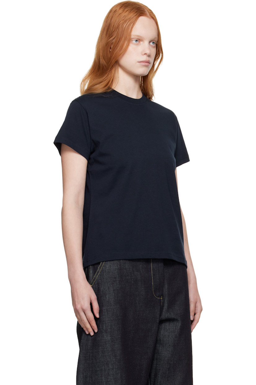 Cotton jersey T-shirt.

· Rib-knit crewneck
· Logo printed at back collar

Supplier color: Darkest navy