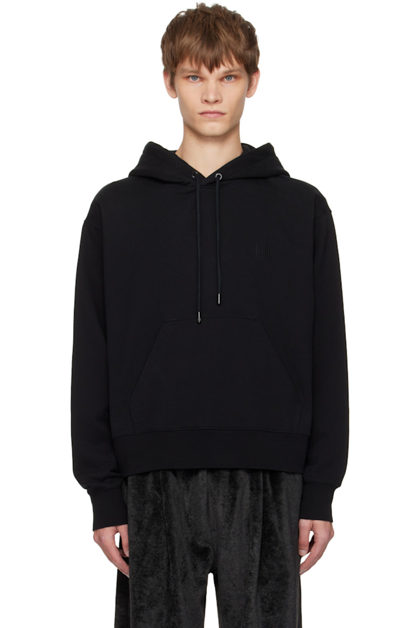 French terry hoodie.

· Drawstring at hood
· Logo embroidered at chest and back
· Kangaroo pocket
· Rib-knit hem and cuffs

Supplier color: Black
