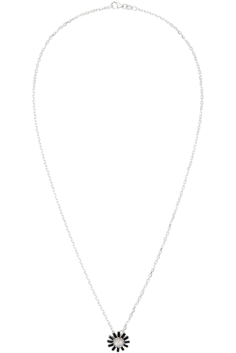Cable chain necklace in sterling silver. 

· Pendant with rose quartz and black spinel 
· Lobster-clasp fastening 
· L20"

Supplier color: 925 silver/Rose quartz