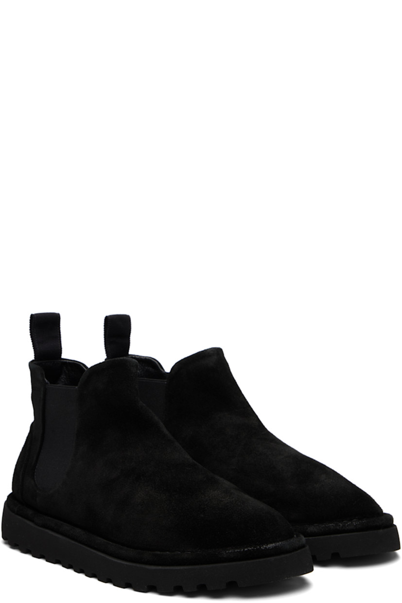 Handcrafted ankle-high suede Chelsea boots.

· Grosgrain pull-loop at heel collar 
· Elasticized gusset at sides
· Suede and leather lining
· San Crispino welt
· Treaded foam rubber sole

Part of the Gomme® collection.

Supplier color: Black