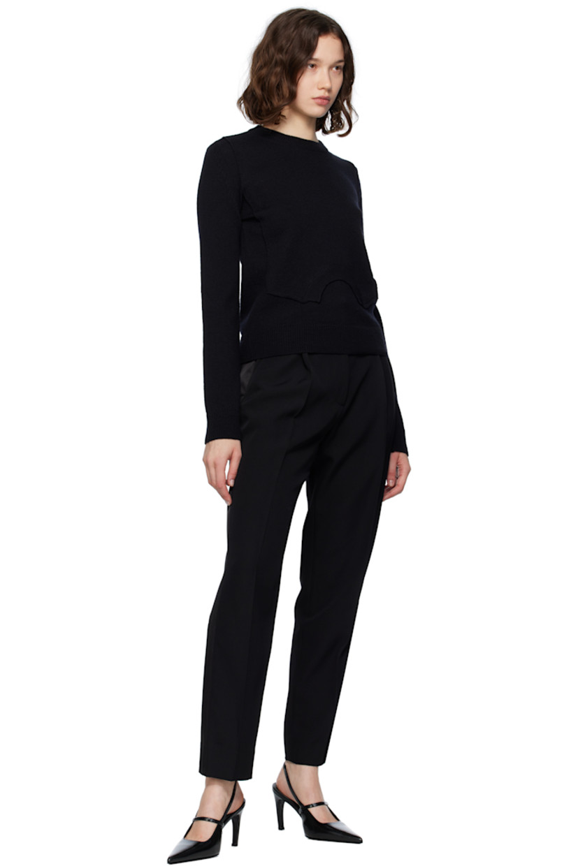 Wool grain de poudre trousers.

· Four-pocket styling
· Zip-fly
· Pleats at front
· Creased legs
· Silk-blend satin trim at outseams

Supplier color: Black