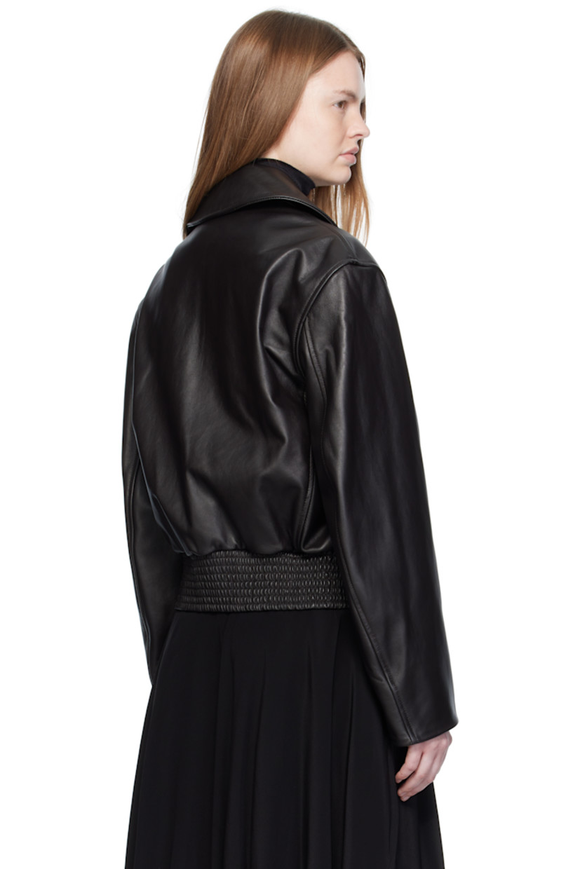 Heavyweight buffed leather jacket.

· Spread collar
· Zip closure
· Zip pockets at chest
· Seam pockets at waist
· Partially elasticized hem
· Welt pockets at interior
· Full twill lining

Supplier color: Moka