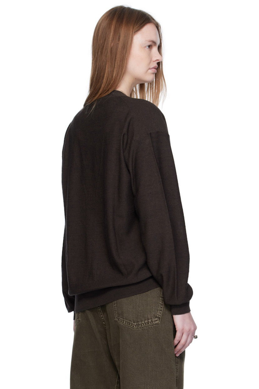 Knit wool-blend cardigan.

· V-neck
· Button fastening at side for cinch styling
· Rib-knit hem and cuffs
· Dropped shoulders

Supplier color: Dark cacao