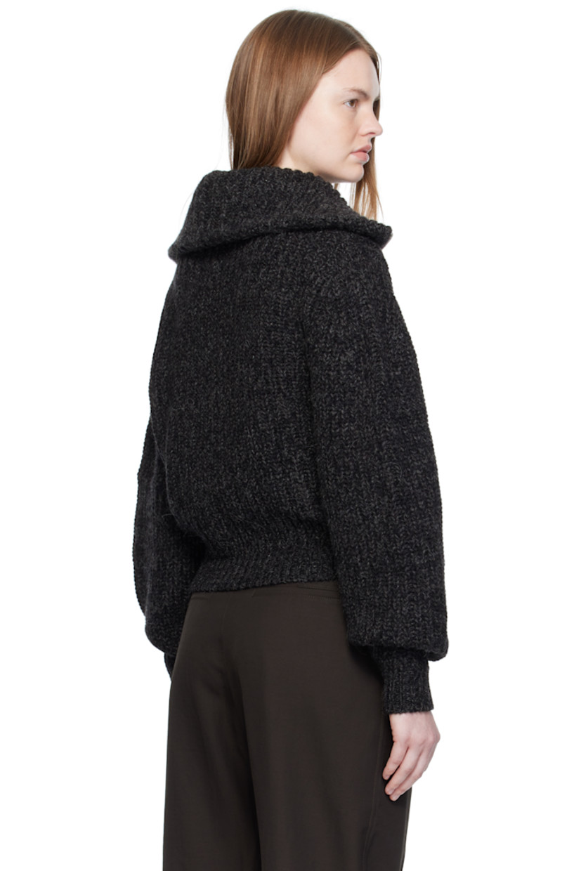 Rib-knit alpaca- and yak-blend cardigan.

· Marling throughout
· Funnel neck
· Zip closure
· Zip pockets at front
· Cropped hem
· Dropped shoulders

Supplier color: Black/Mink brown