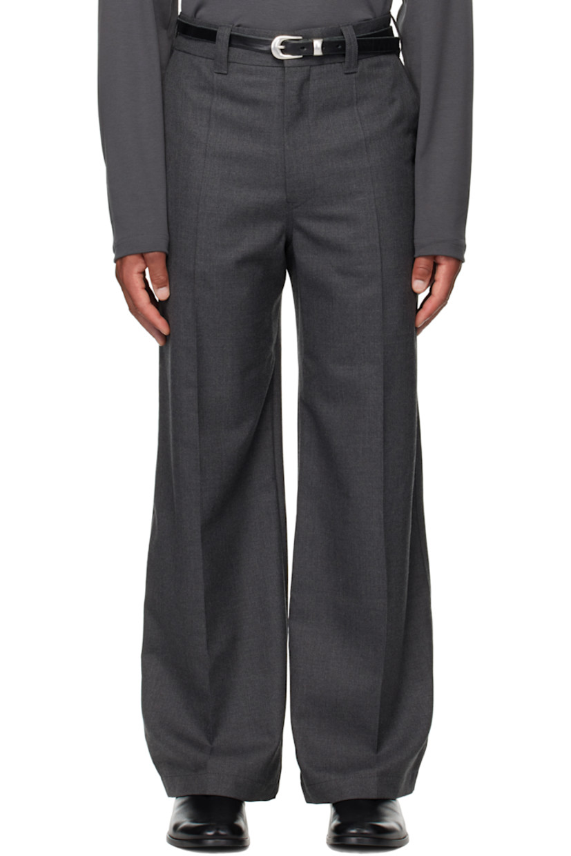 Wool-blend twill trousers.

· Straight-leg 
· Belt loops
· Four-pocket styling
· Zip fly 
· Creased legs

Supplier color: Dark grey