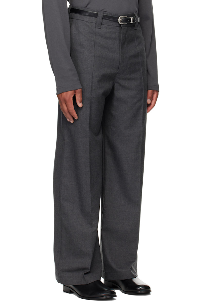 Wool-blend twill trousers.

· Straight-leg 
· Belt loops
· Four-pocket styling
· Zip fly 
· Creased legs

Supplier color: Dark grey