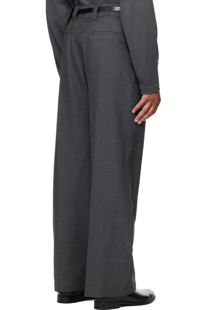 Wool-blend twill trousers.

· Straight-leg 
· Belt loops
· Four-pocket styling
· Zip fly 
· Creased legs

Supplier color: Dark grey
