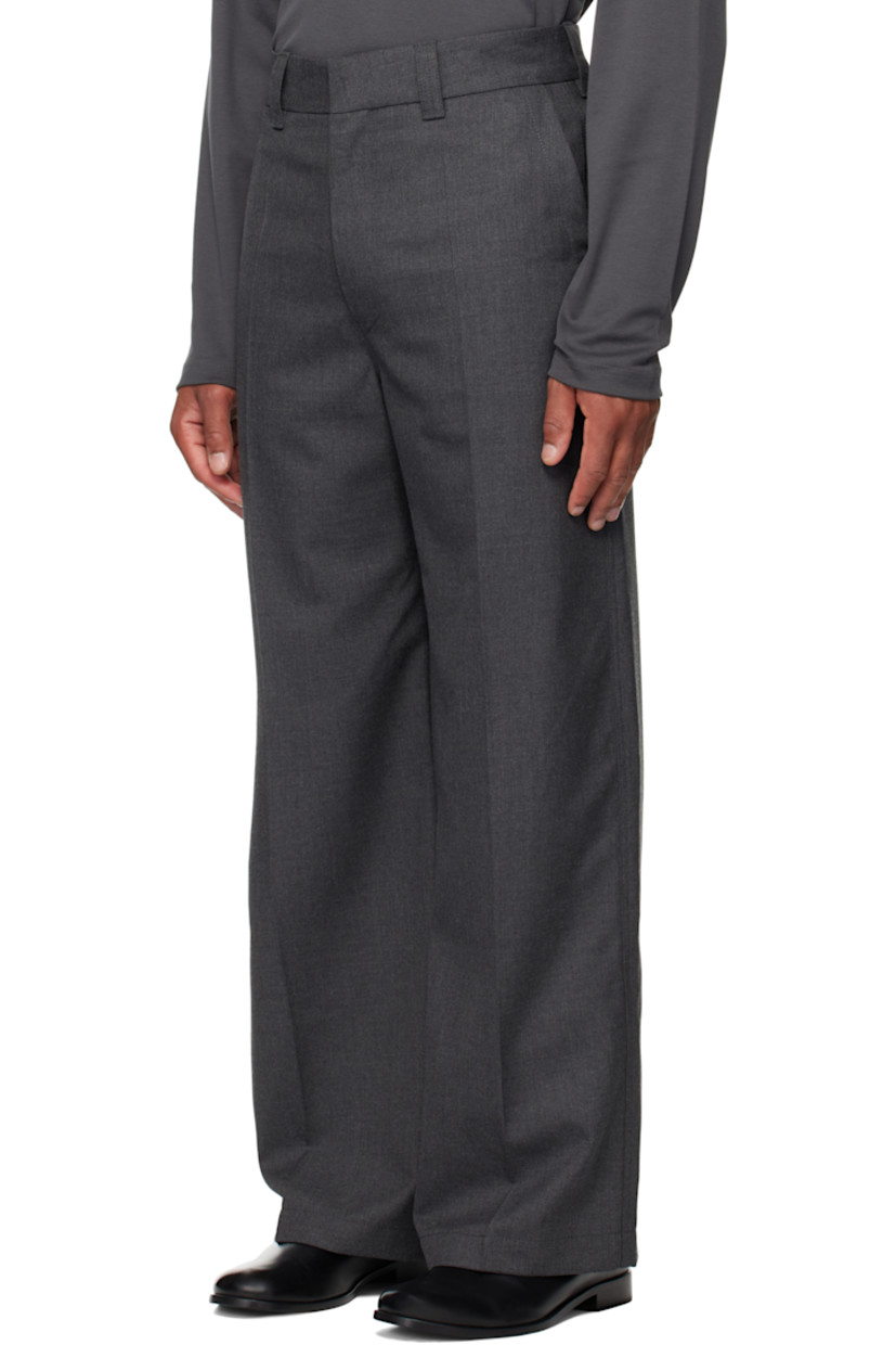 Wool-blend twill trousers.

· Straight-leg 
· Belt loops
· Four-pocket styling
· Zip fly 
· Creased legs

Supplier color: Dark grey