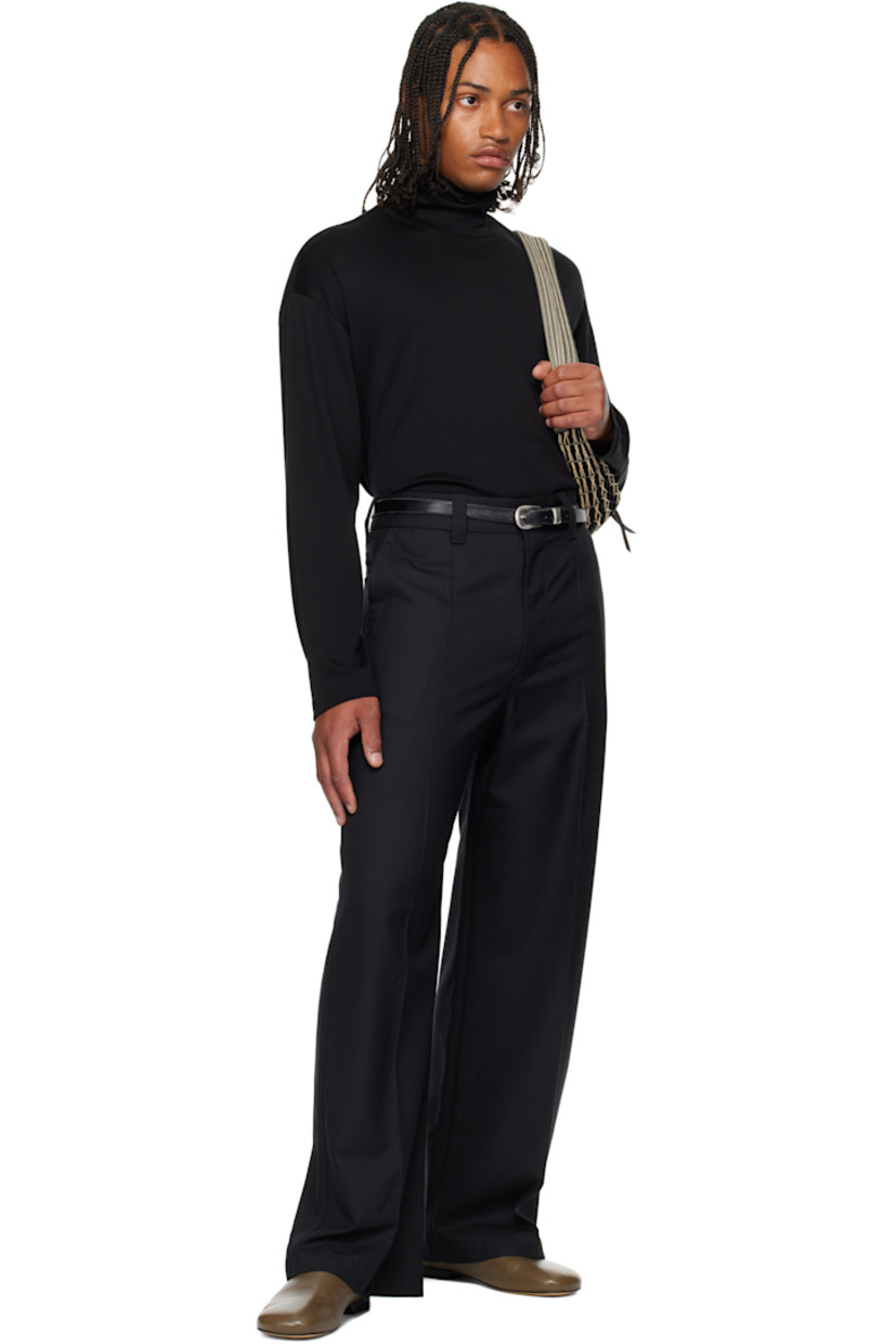 Cotton- and silk-blend jersey T-shirt. Mock neck.

Supplier color: Black
