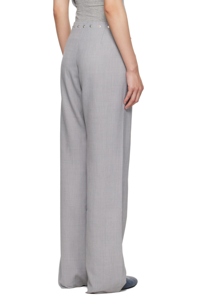 Recycled polyester- and merino wool-blend twill trousers.

· Rivets at waistband
· Concealed zip closure at side
· Button tab at inner waist

Supplier color: Light grey