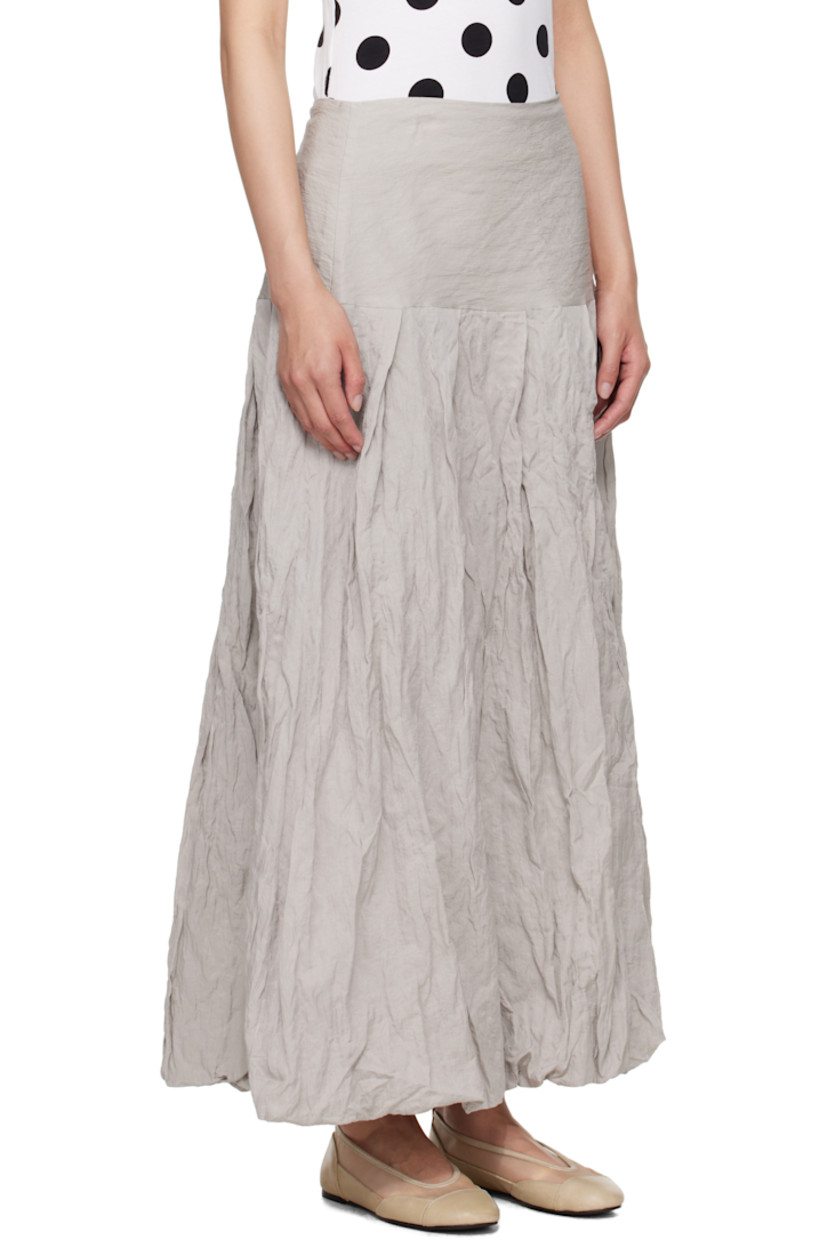 Wrinkled cotton- and viscose-blend twill maxi skirt.

· FSC-certified viscose
· Pleats at waist
· Concealed zip closure at side
· Fully lined

Supplier color: Grey