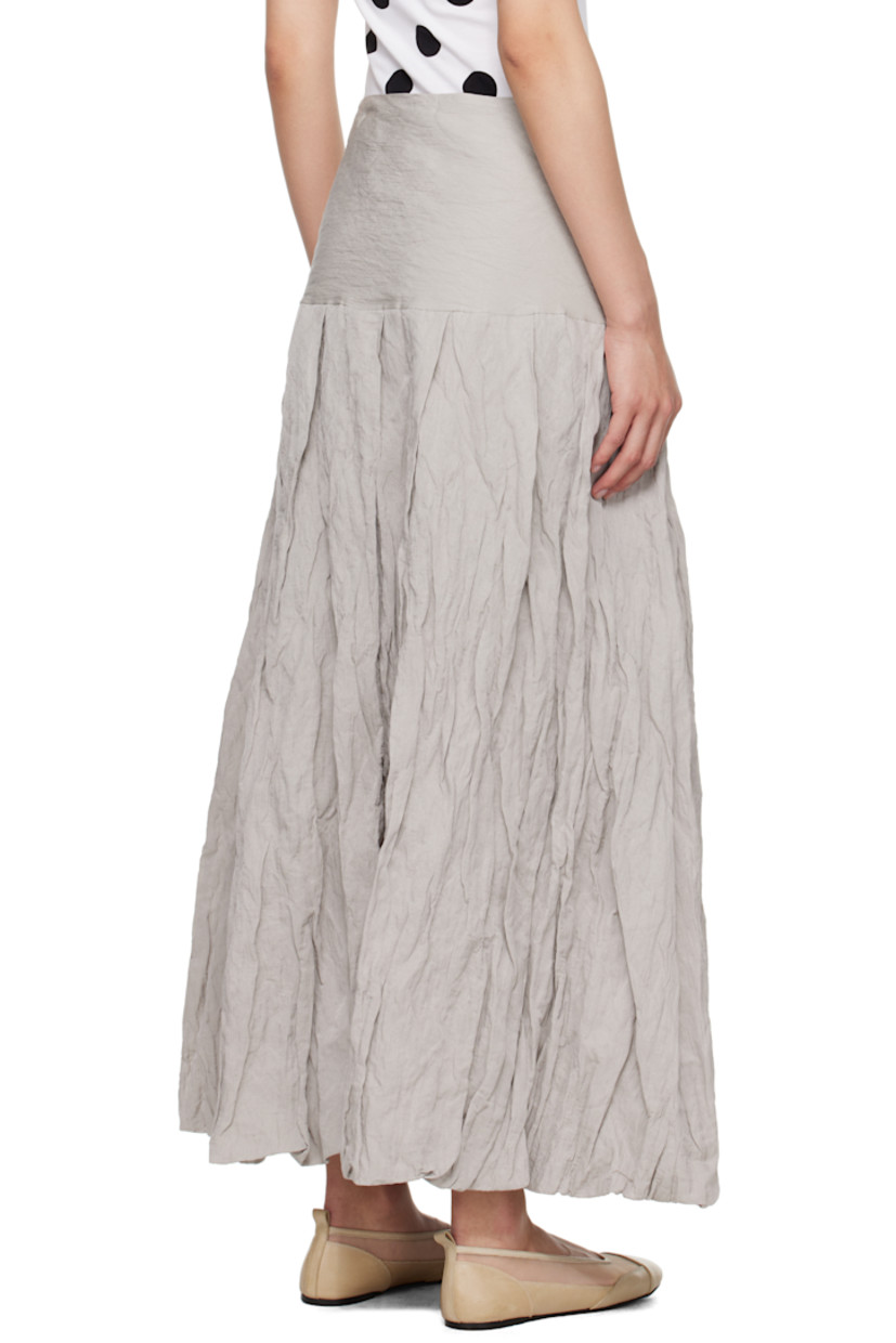 Wrinkled cotton- and viscose-blend twill maxi skirt.

· FSC-certified viscose
· Pleats at waist
· Concealed zip closure at side
· Fully lined

Supplier color: Grey