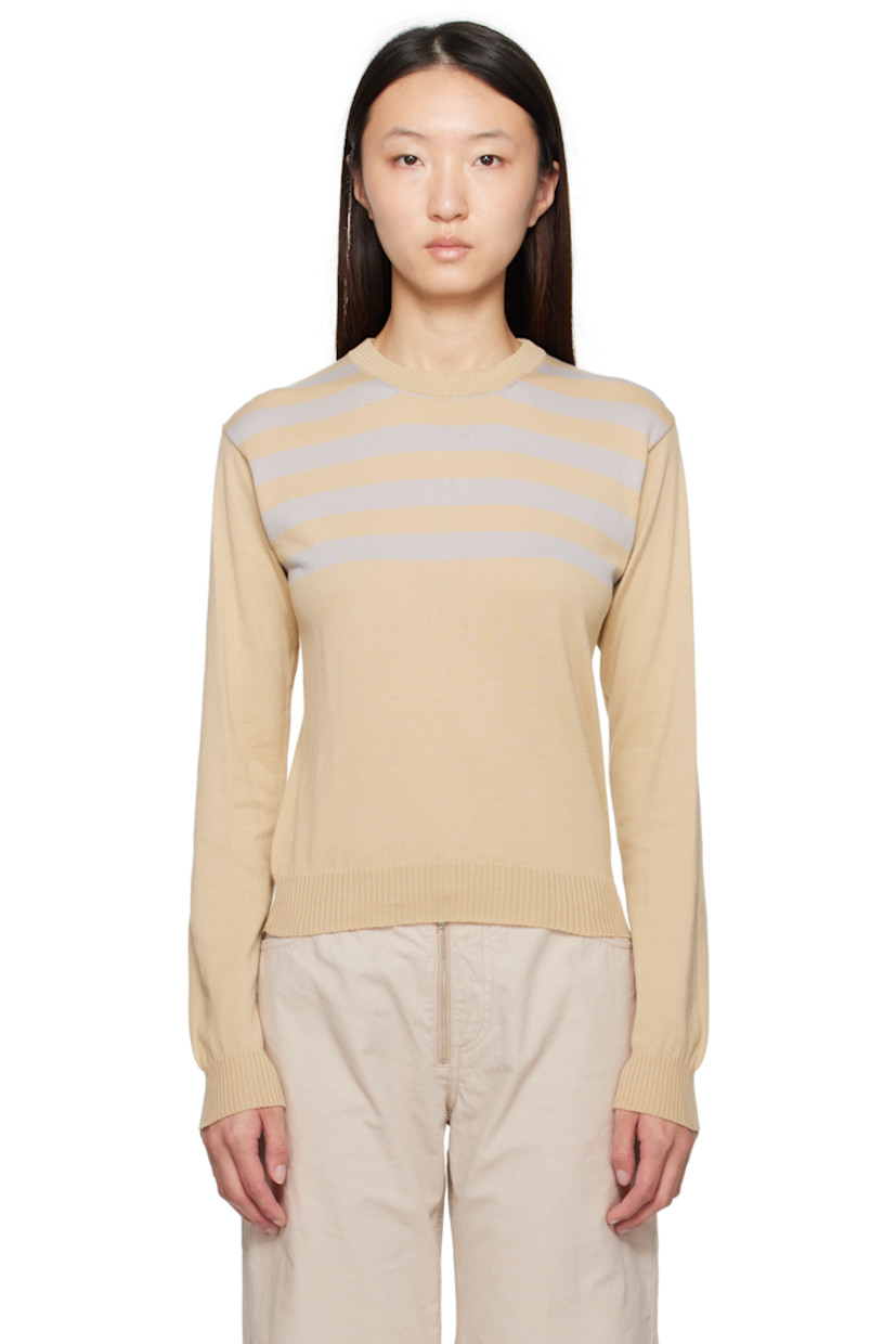 Mako cotton jersey sweater.

· Striped throughout
· Rib-knit crewneck, hem, and cuffs

Supplier color: Ecru