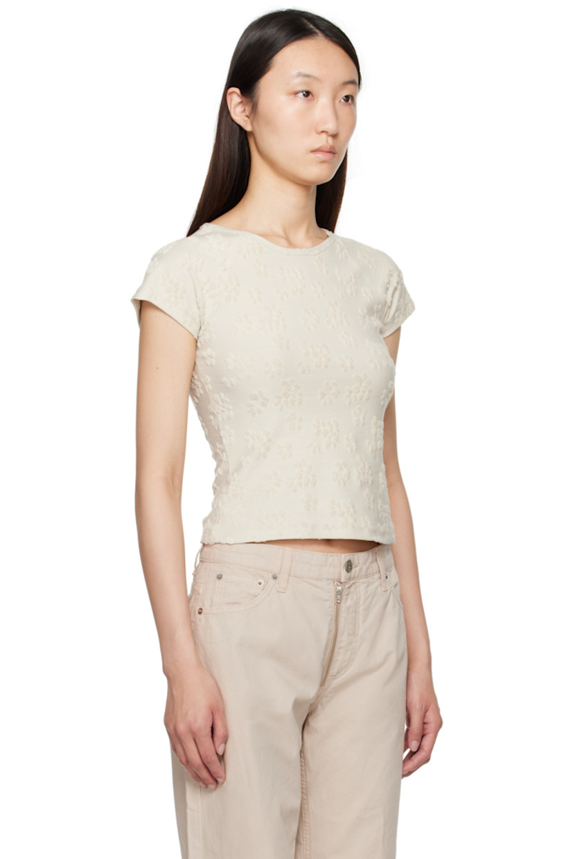 Organic cotton-blend jersey T-shirt. Jacquard terry floral pattern throughout.

· Crewneck
· Raglan sleeves

Supplier color: Ecru