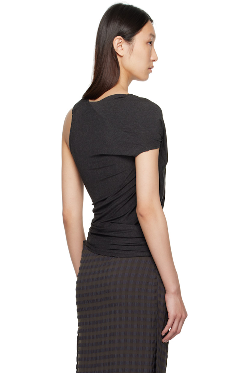Stretch micromodal jersey top.

· Asymmetrical wrap construction
· Offset V-neck

Supplier color: Dark grey