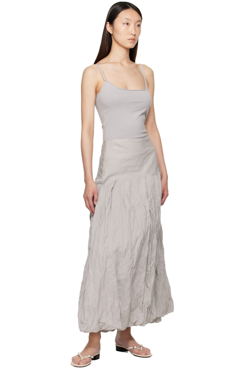 Mako cotton-blend jersey tank top.

· Rolled edge at scoop neck, hem, and armscyes
· Fixed shoulder straps
· Hand-blown crystal glass beads at strap

Supplier color: Grey