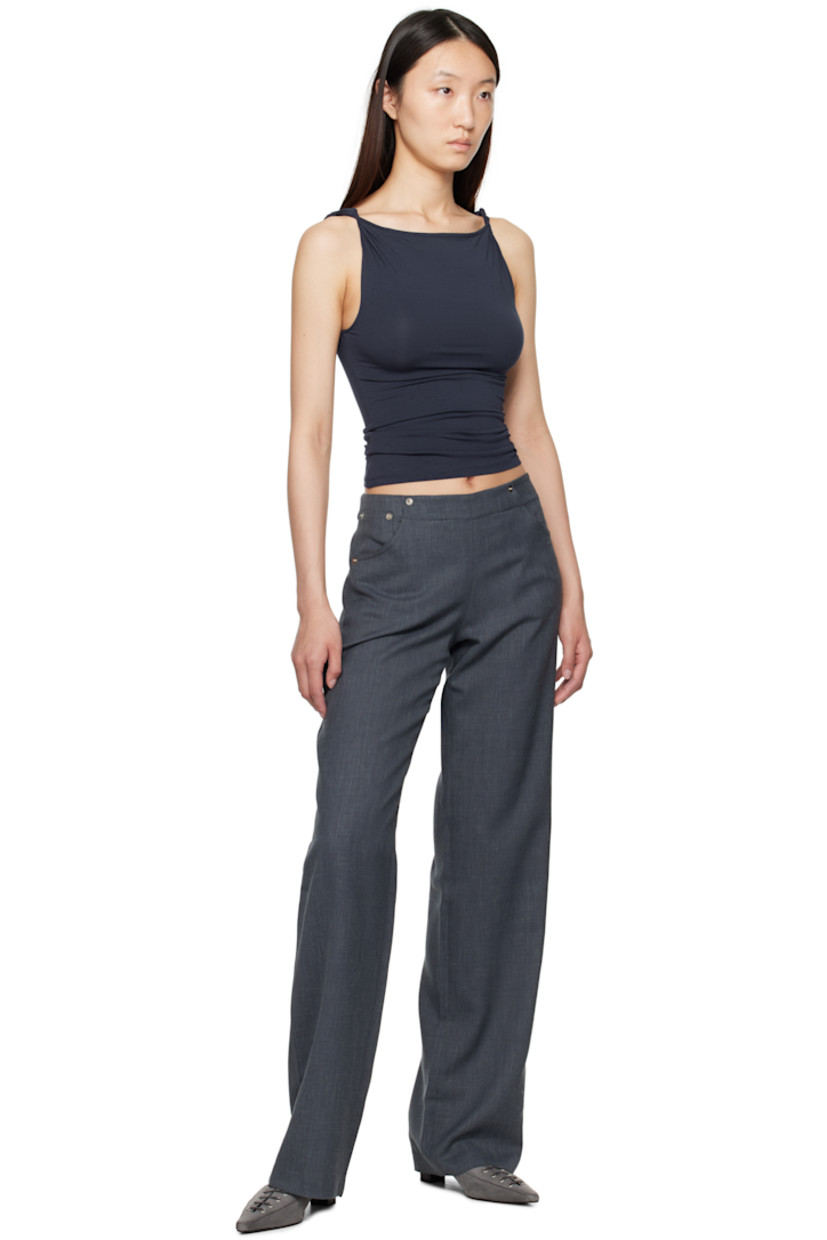 Stretch micromodal jersey tank top.

· Draped boatneck
· Twisted detailing at shoulders

Supplier color: Navy