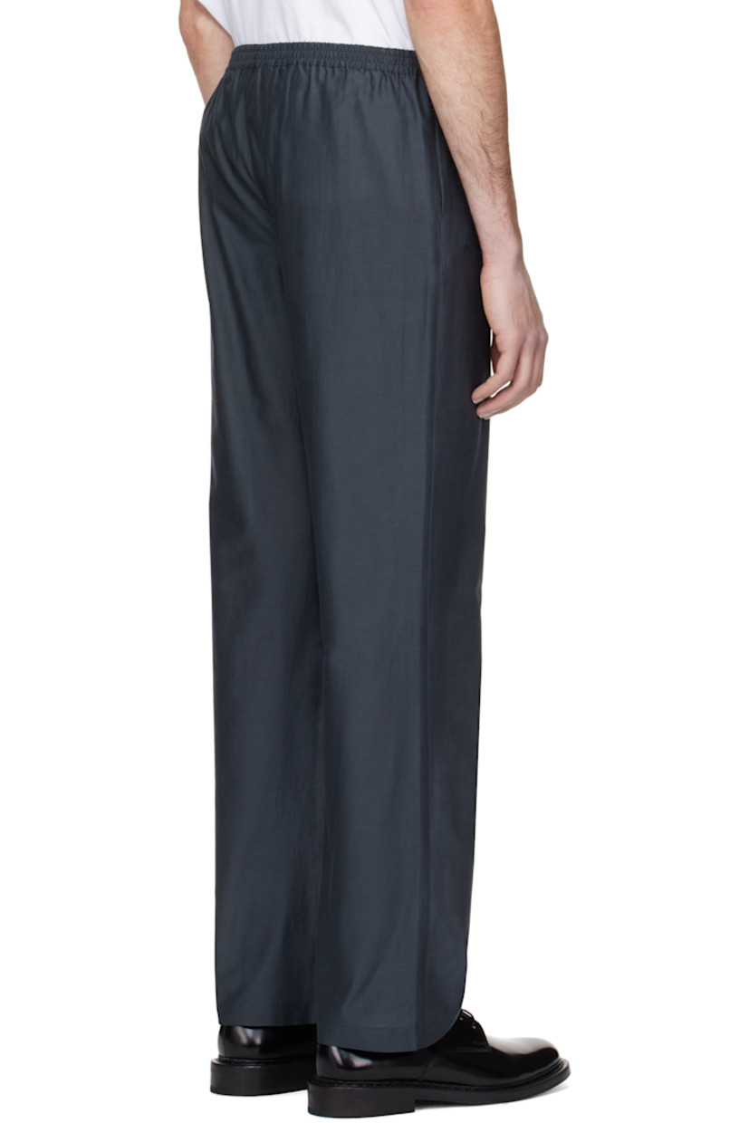 Plain-woven cotton- and silk-blend trousers.

· Wide-leg
· Elasticized waistband
· Exposed button fly 
· Two-pocket styling
· Logo embroidered at front 

Supplier color: Dark grey