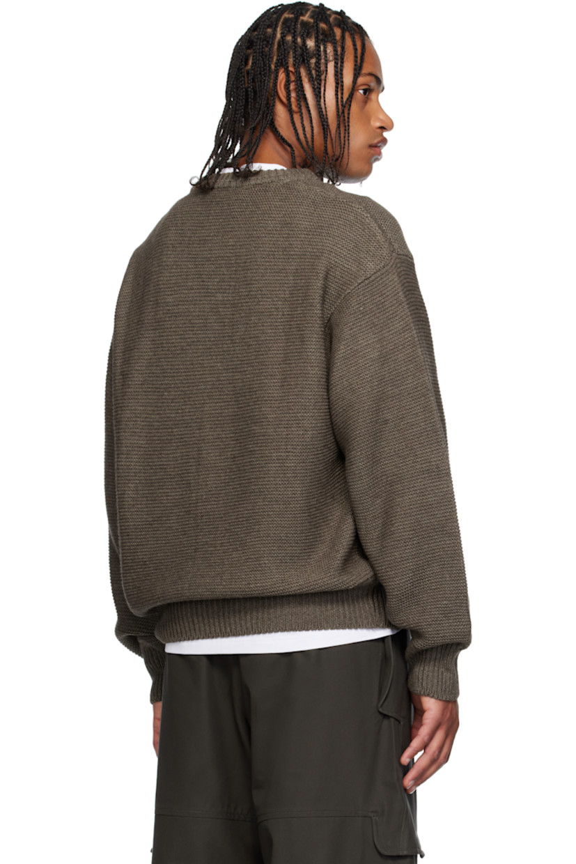 Purl-knit wool-blend sweater. 

· Rib-knit crewneck, hem, and cuffs
· Dropped shoulders

Supplier color: Mushroom