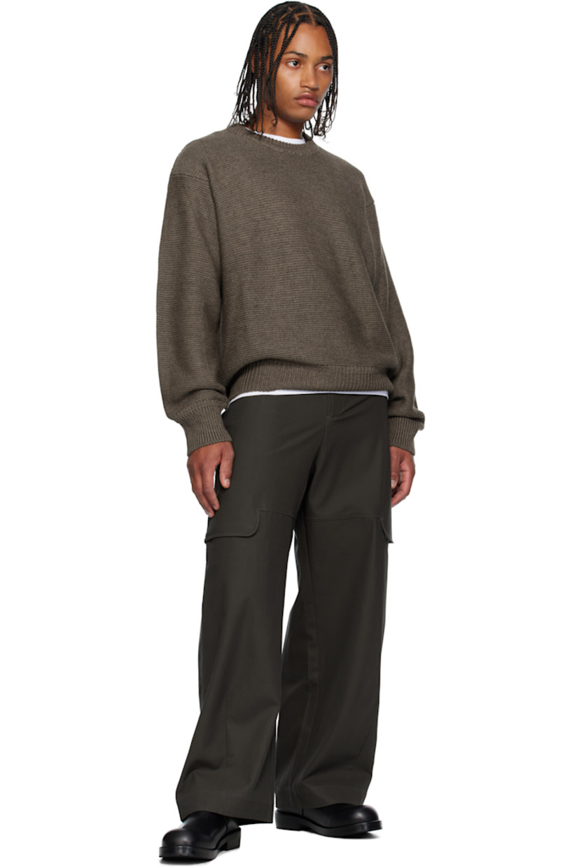 Purl-knit wool-blend sweater. 

· Rib-knit crewneck, hem, and cuffs
· Dropped shoulders

Supplier color: Mushroom