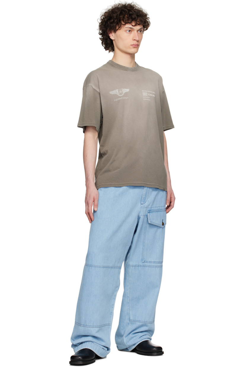 160 gsm slub cotton- and hemp-blend jersey T-shirt. Discoloration throughout.

· Garment-dyed
· Rib-knit crewneck
· Logo graphic and text printed at chest
· Logo plaque at hem
· Dropped shoulders
· Text and logo printed at back

Supplier color: Dark taupe